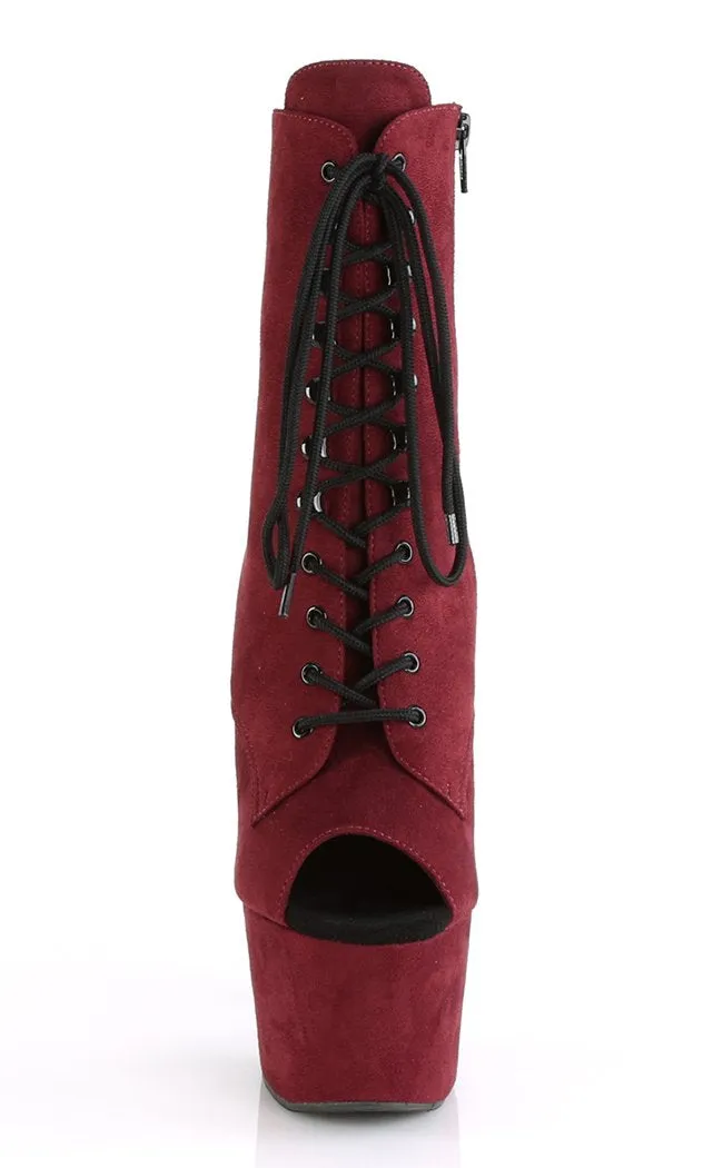 ADORE-1021FS Burgundy Suede Peeptoe Ankle Boots