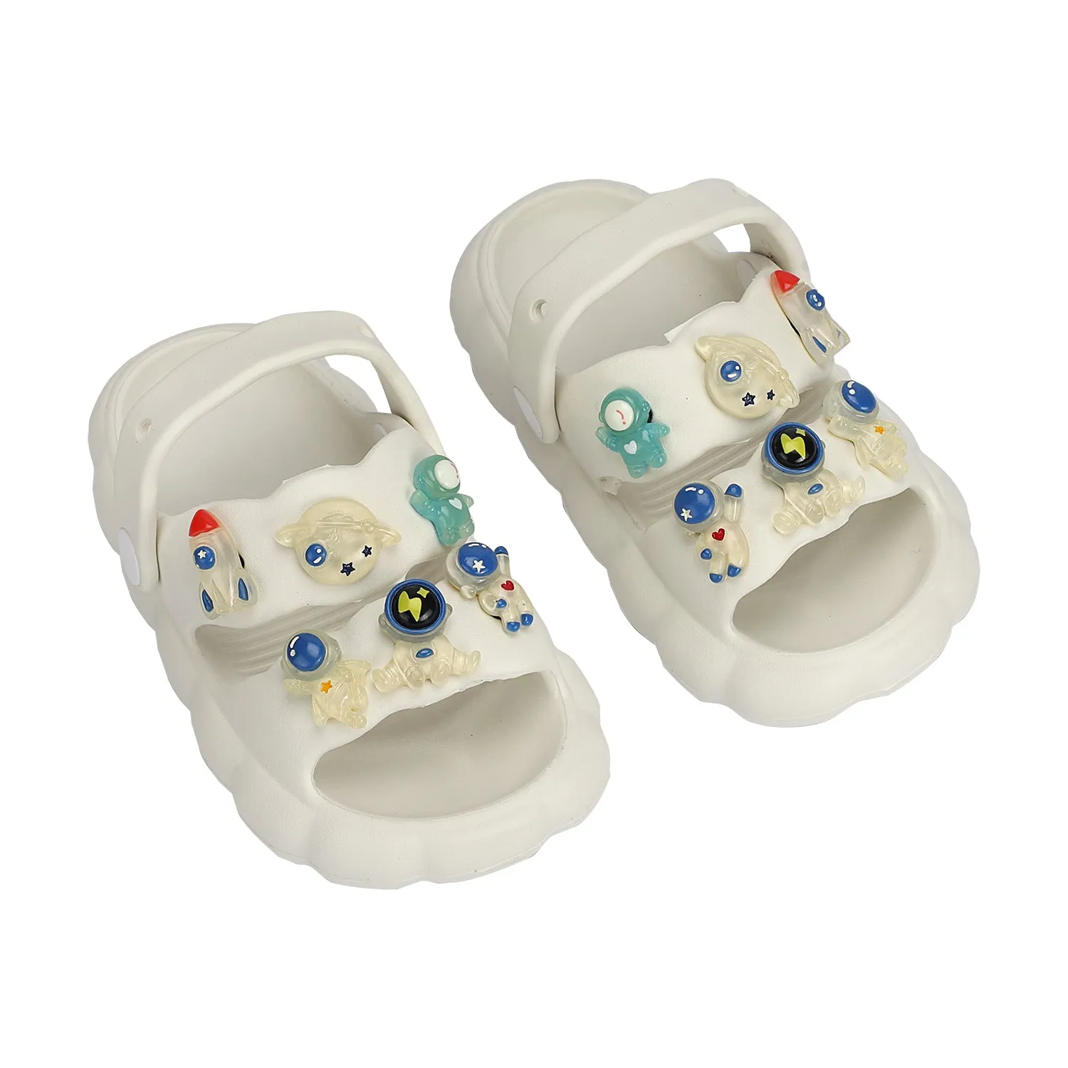 Astro Theme Applique Sandal Style Clogs - White