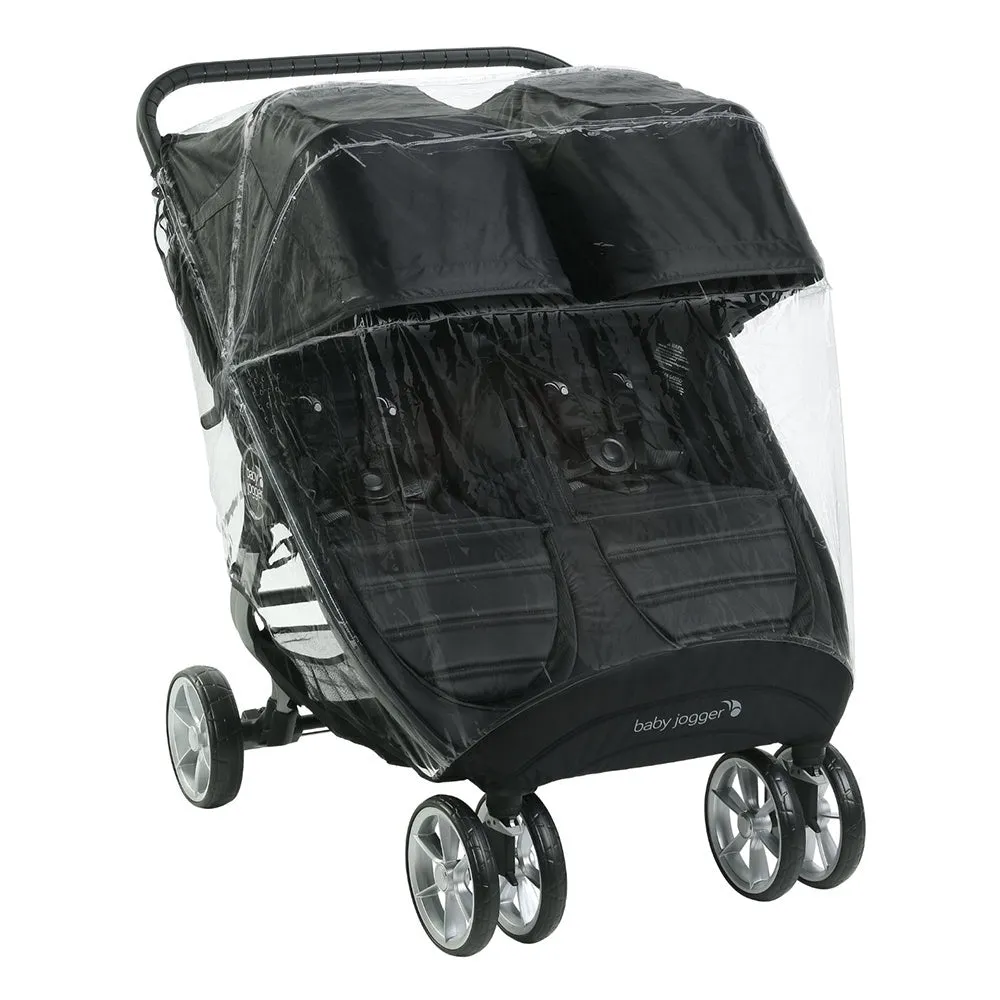 Baby Jogger City Mini GT2 Double Stroller in Opulent Black with Weather Shield   Belly Bar