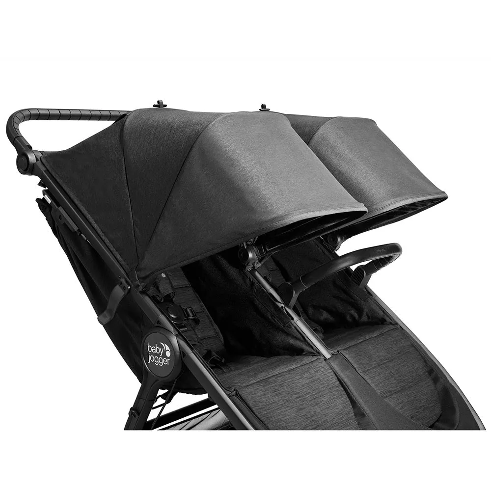 Baby Jogger City Mini GT2 Double Stroller in Opulent Black with Weather Shield   Belly Bar