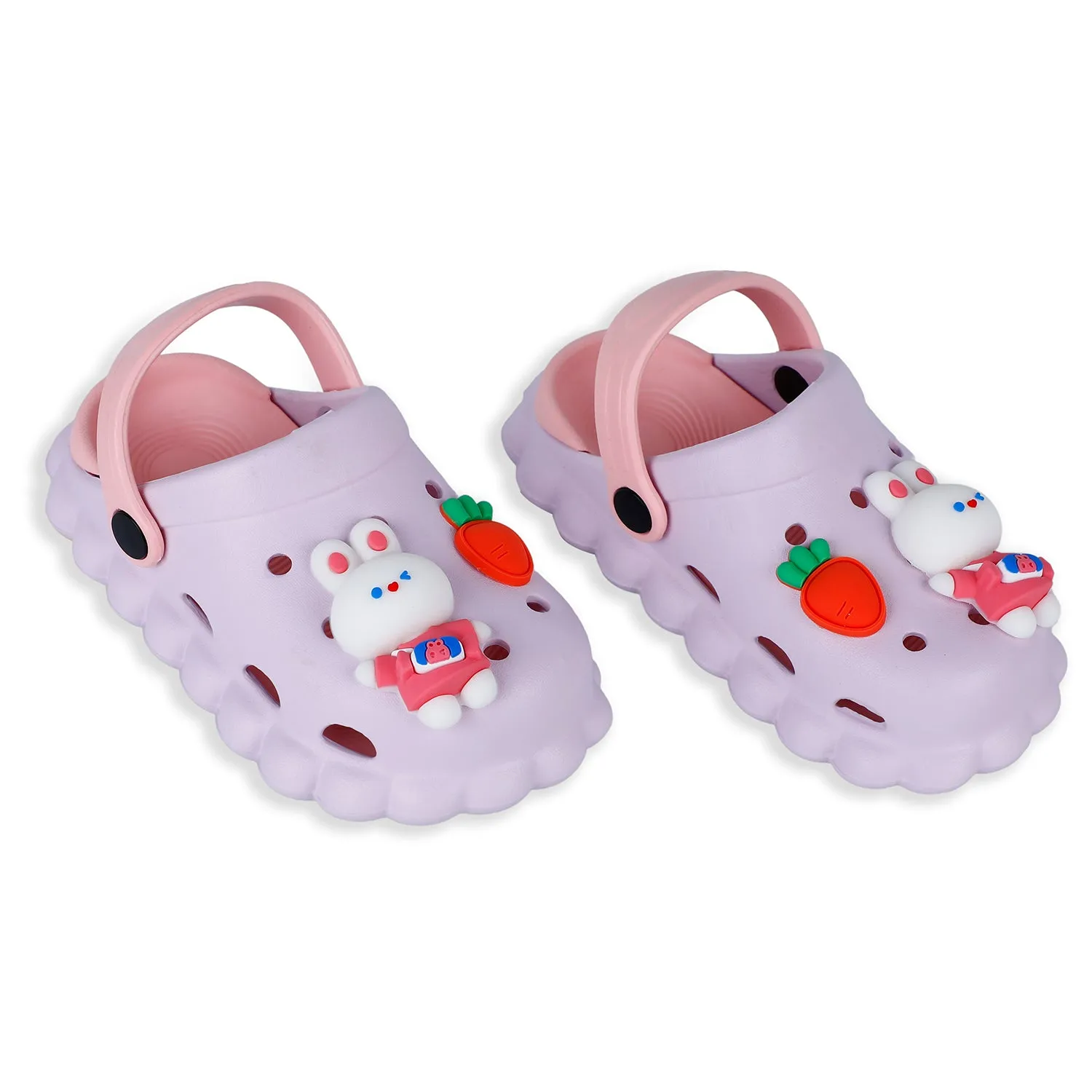 Baby Moo Hungry Bunny Applique Waterproof Anti-Skid Sling Back Clogs - Lilac