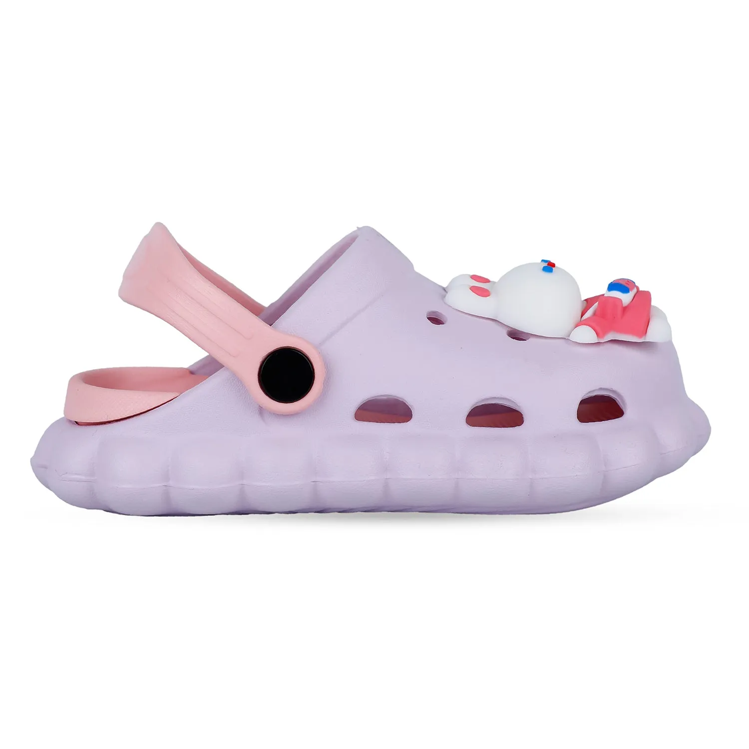 Baby Moo Hungry Bunny Applique Waterproof Anti-Skid Sling Back Clogs - Lilac