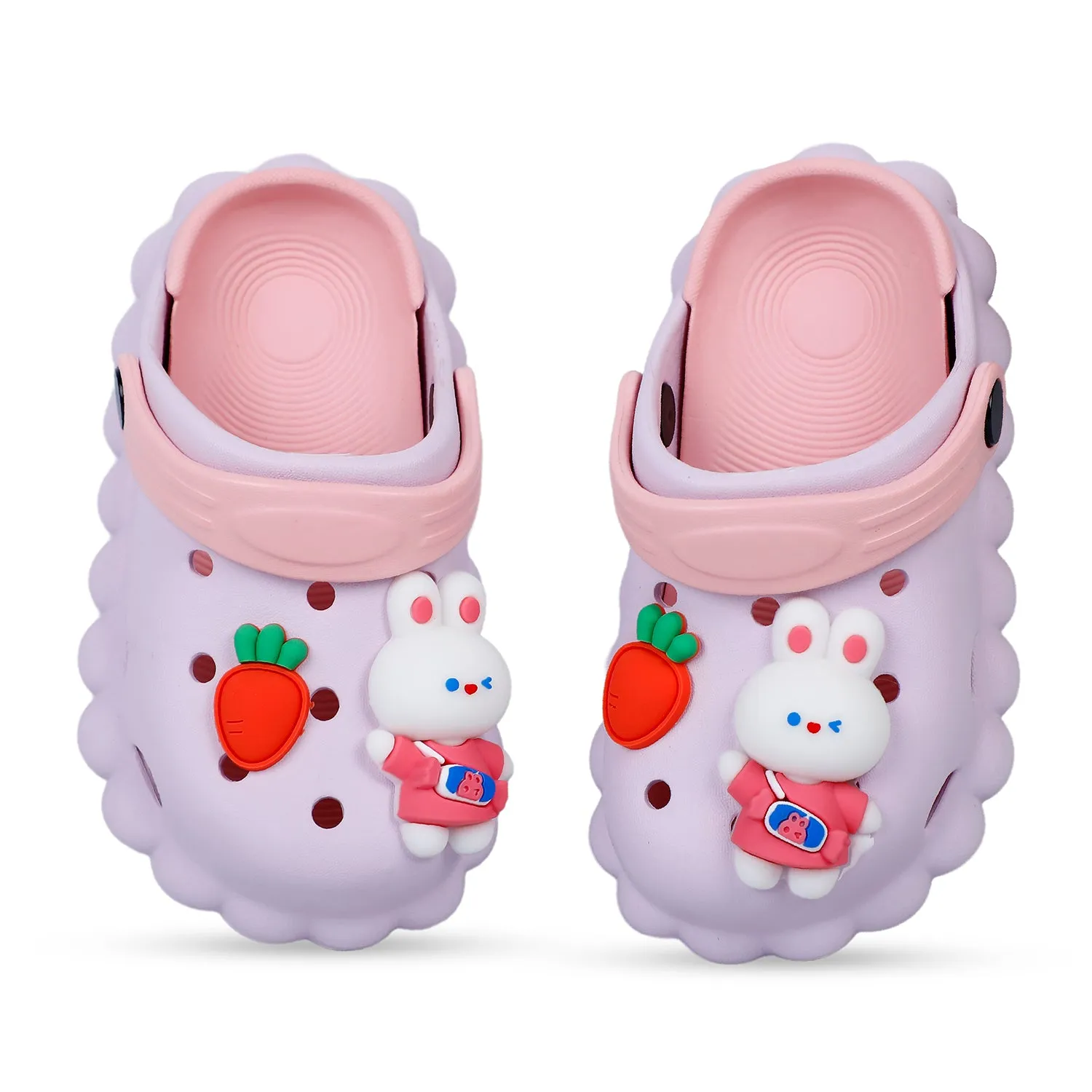 Baby Moo Hungry Bunny Applique Waterproof Anti-Skid Sling Back Clogs - Lilac