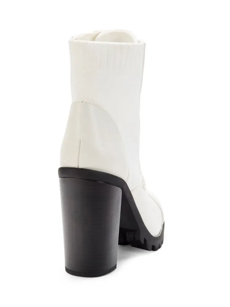 Bcbgeneration Pilas Oxford Block Heel Boots in Bright White