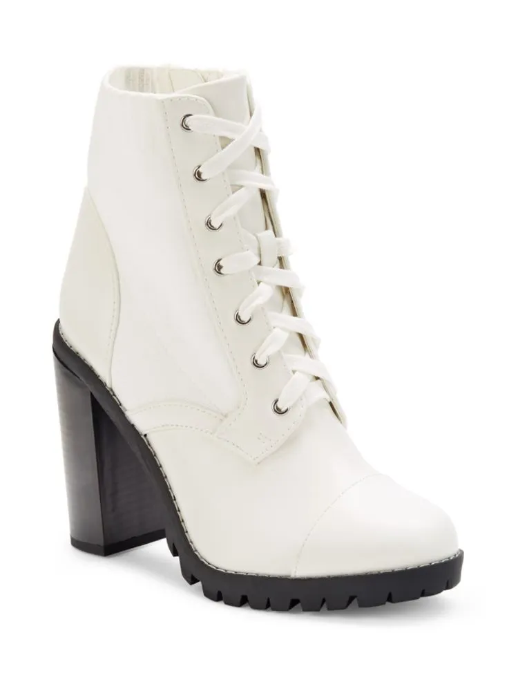 Bcbgeneration Pilas Oxford Block Heel Boots in Bright White