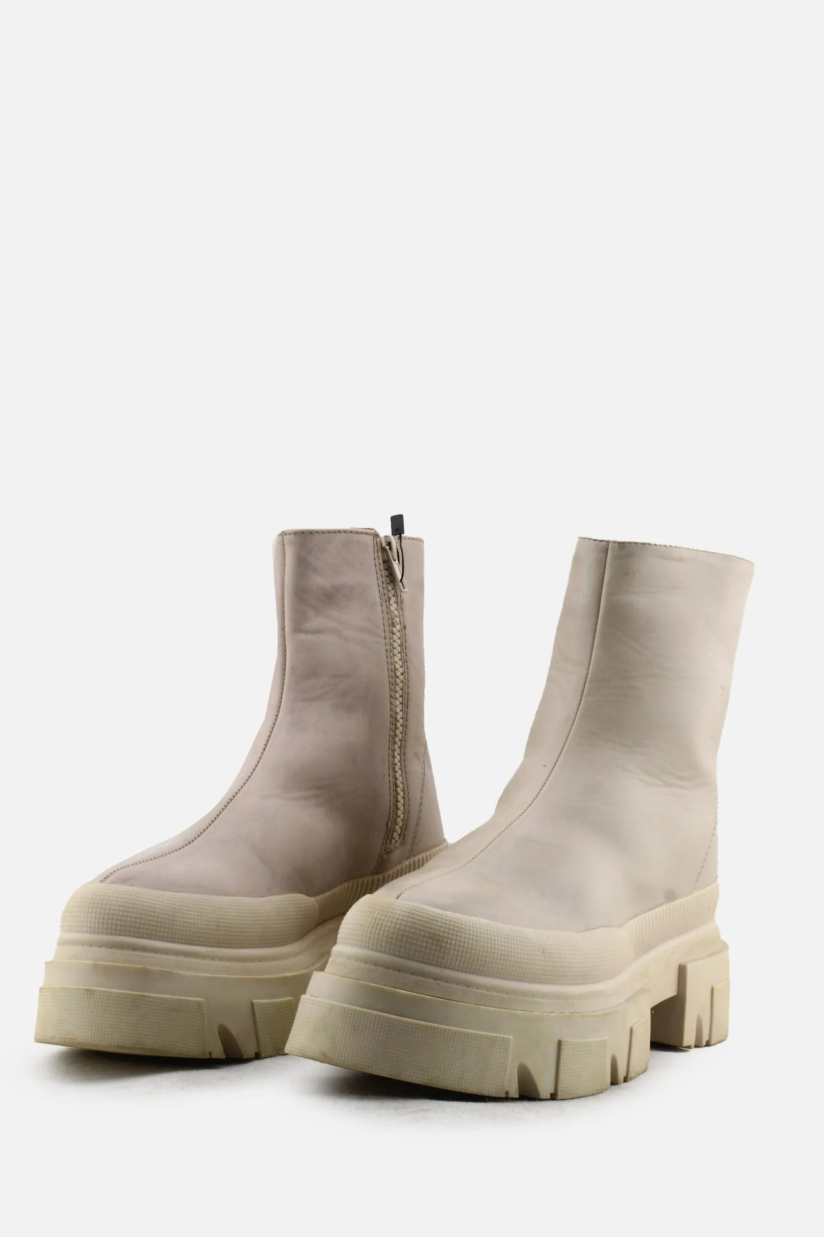 Bershka Zipper Block Ankle Boots | 100% Authentic Leather