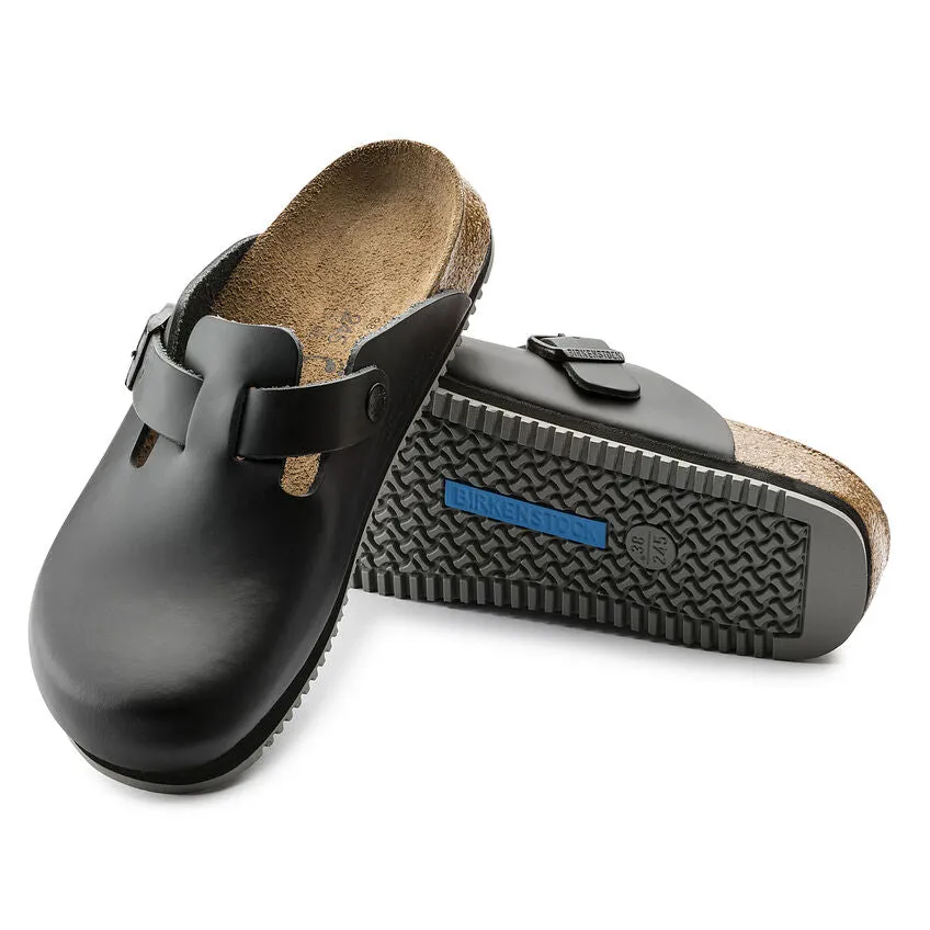 BIRKENSTOCK BOSTON SUPER GRIP - BLACK LEATHER