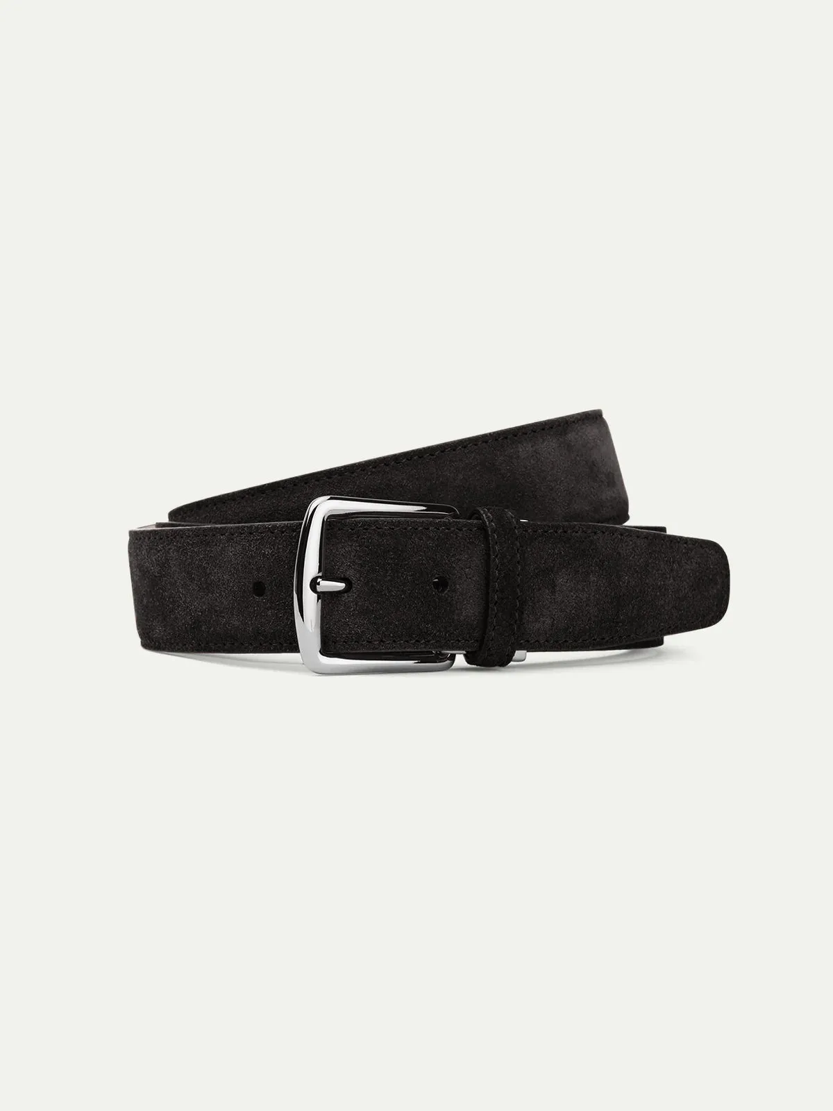 Mens Premium Black Suede Leather Belt for Versatile Style