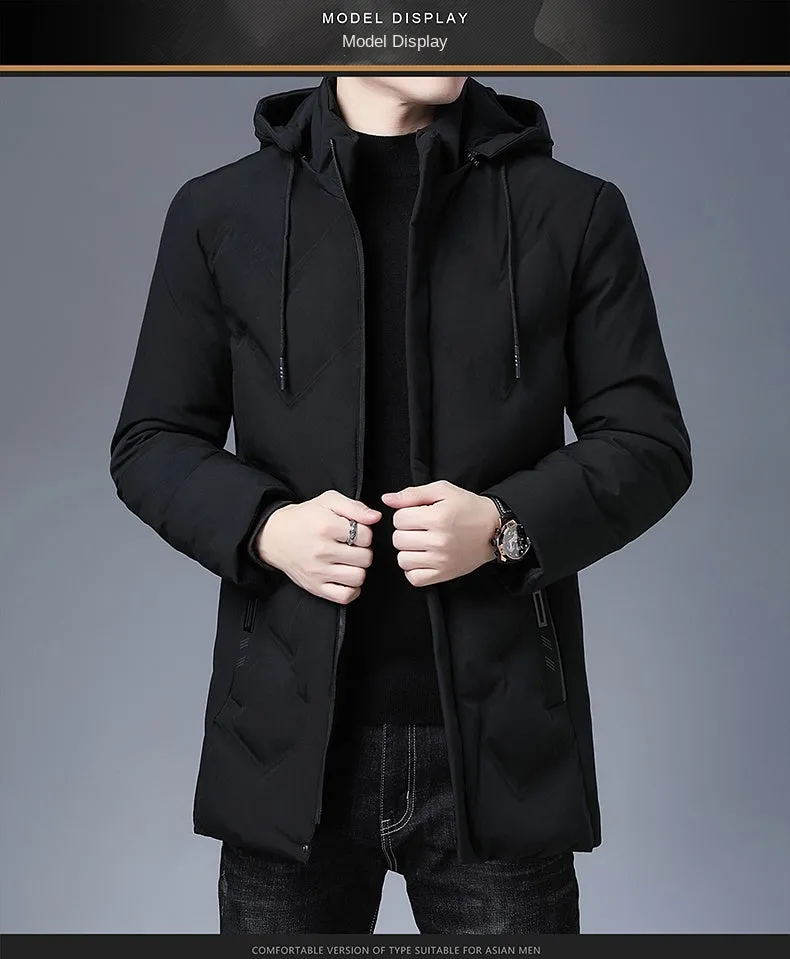 Brand Hooded Casual Fashion Long Thicken Outwear Parkas Jacket Men Winter Windbreaker Coats Men Clothing