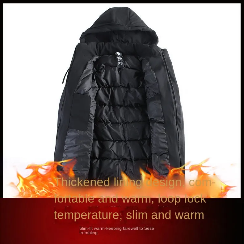 Brand Hooded Casual Fashion Long Thicken Outwear Parkas Jacket Men Winter Windbreaker Coats Men Clothing