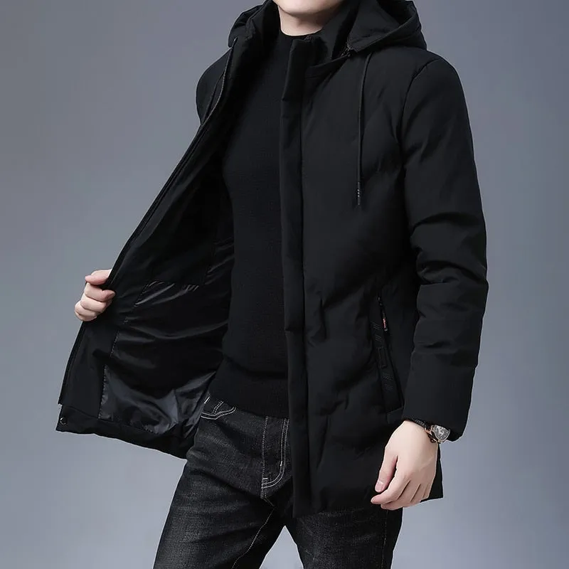 Brand Hooded Casual Fashion Long Thicken Outwear Parkas Jacket Men Winter Windbreaker Coats Men Clothing