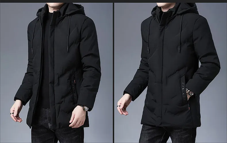 Brand Hooded Casual Fashion Long Thicken Outwear Parkas Jacket Men Winter Windbreaker Coats Men Clothing