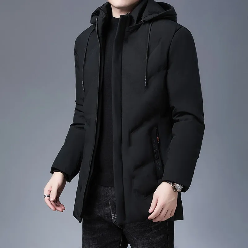 Brand Hooded Casual Fashion Long Thicken Outwear Parkas Jacket Men Winter Windbreaker Coats Men Clothing