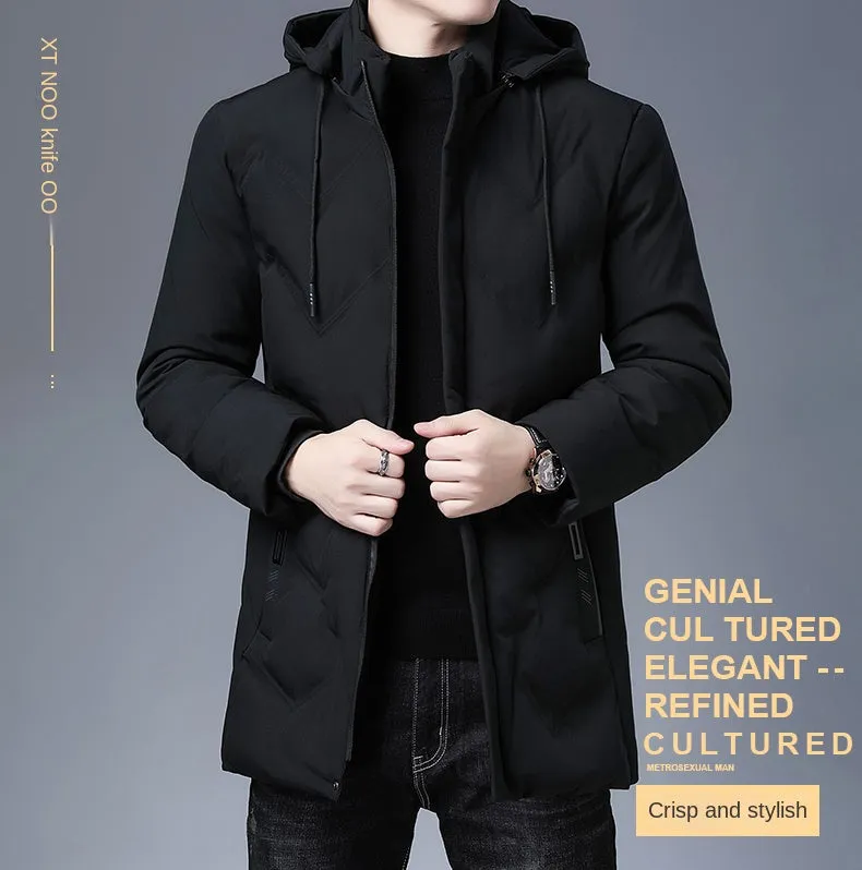 Brand Hooded Casual Fashion Long Thicken Outwear Parkas Jacket Men Winter Windbreaker Coats Men Clothing