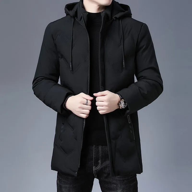 Brand Hooded Casual Fashion Long Thicken Outwear Parkas Jacket Men Winter Windbreaker Coats Men Clothing