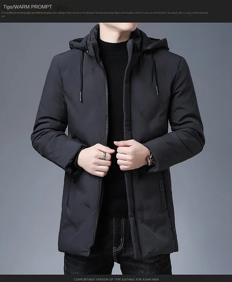 Brand Hooded Casual Fashion Long Thicken Outwear Parkas Jacket Men Winter Windbreaker Coats Men Clothing