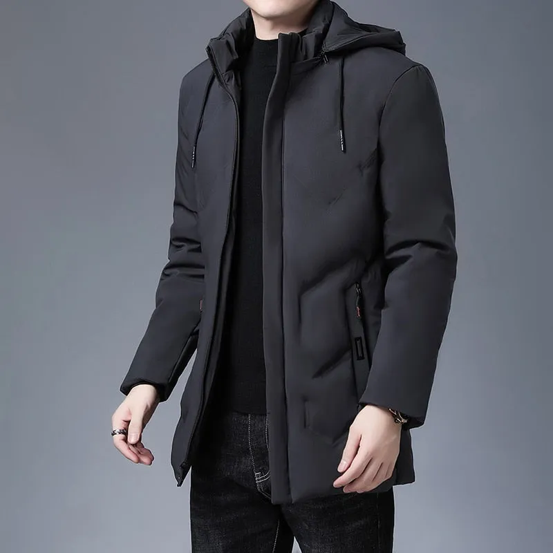 Brand Hooded Casual Fashion Long Thicken Outwear Parkas Jacket Men Winter Windbreaker Coats Men Clothing