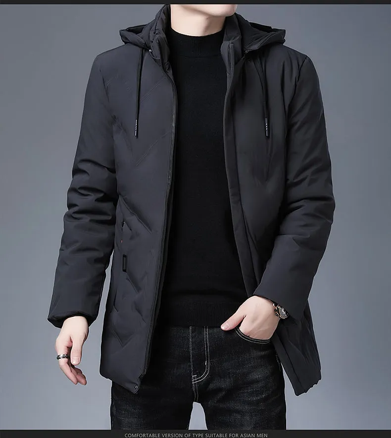 Brand Hooded Casual Fashion Long Thicken Outwear Parkas Jacket Men Winter Windbreaker Coats Men Clothing