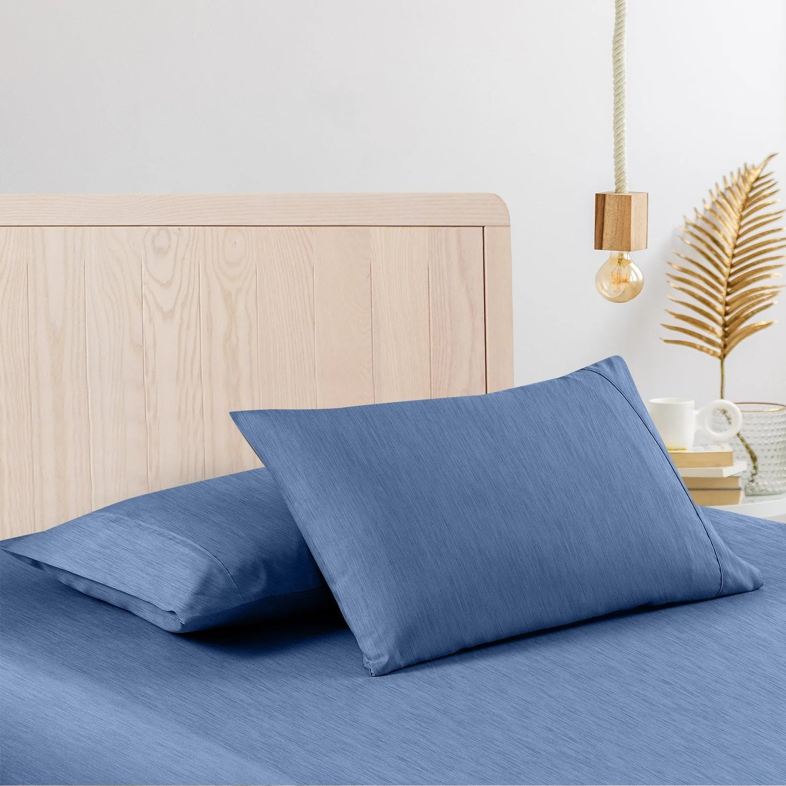 Casa Decor 2000 Thread Count Bamboo Cooling Sheet Set Ultra Soft Bedding Double Denim