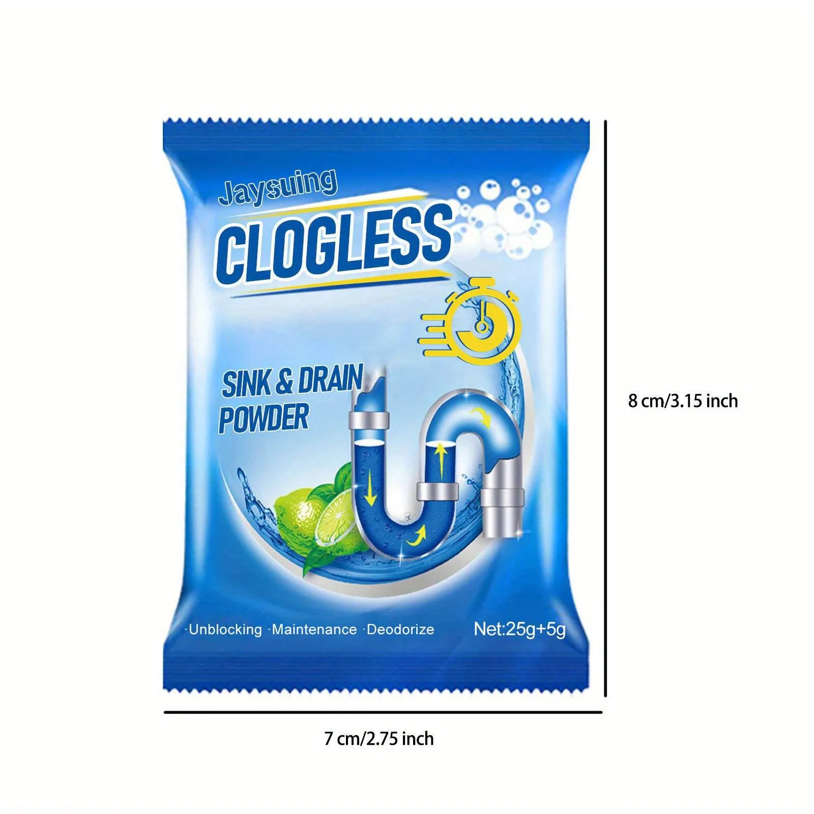 Clogless Sink Drain Powder  Powerful Dredging Agent