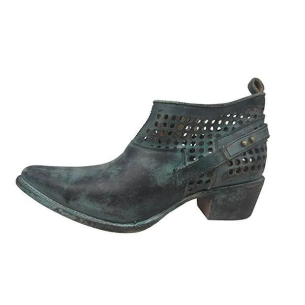 Corral Women's Distressed Green Shortie Pointed Toe Boots - C3051