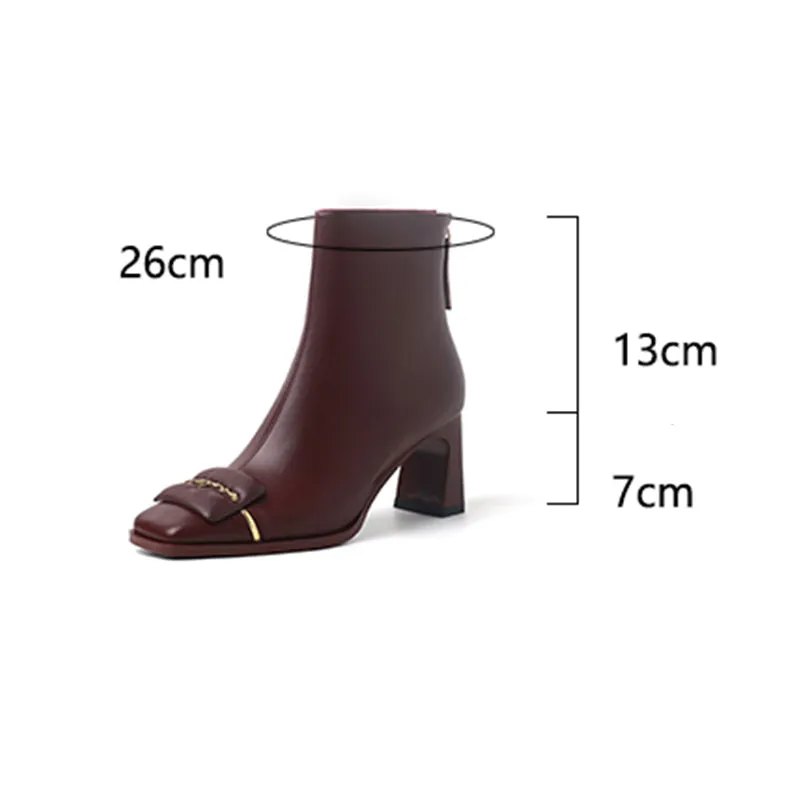 CrocLeather Chic Square Toe Ankle Boots