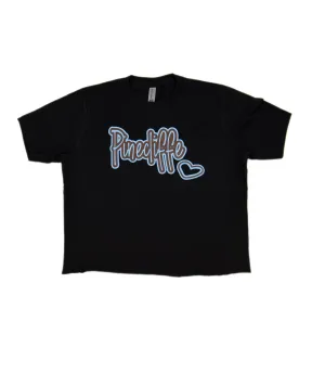 Cursive Heart Black Camp Tee