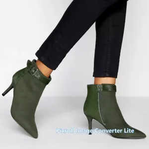 Debenhams, Faith - Green Leather 'Bizzie' High Heel Ankle Boots