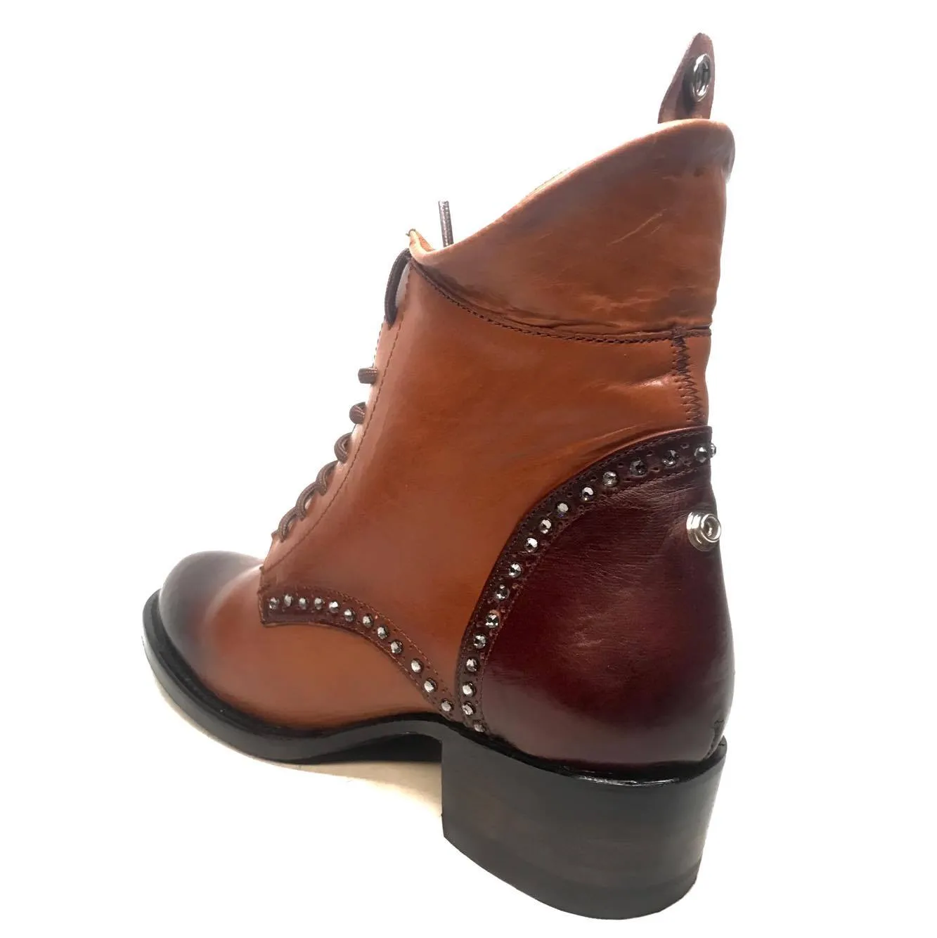 Denver Mountain Co. Ladies Crystal Leather Mocha Ankle Boots