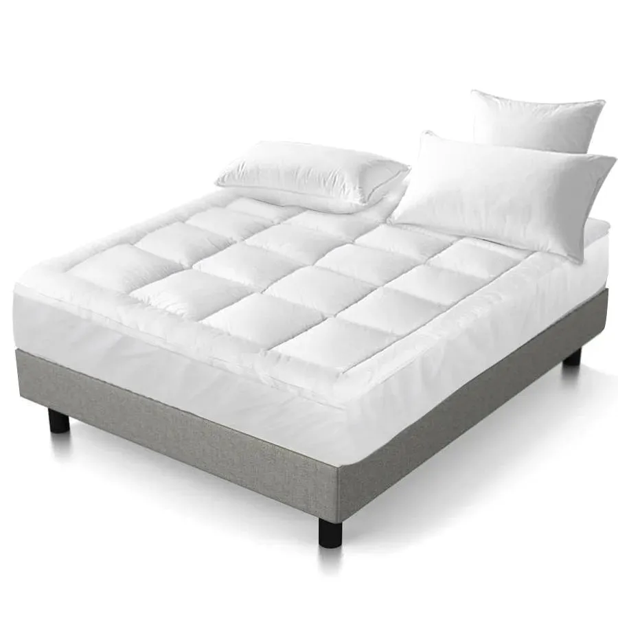 Double Premium Package | Altona Bed Grey, Luna Series Euro Top Mattress (Medium Firm) & Bamboo Mattress Topper!