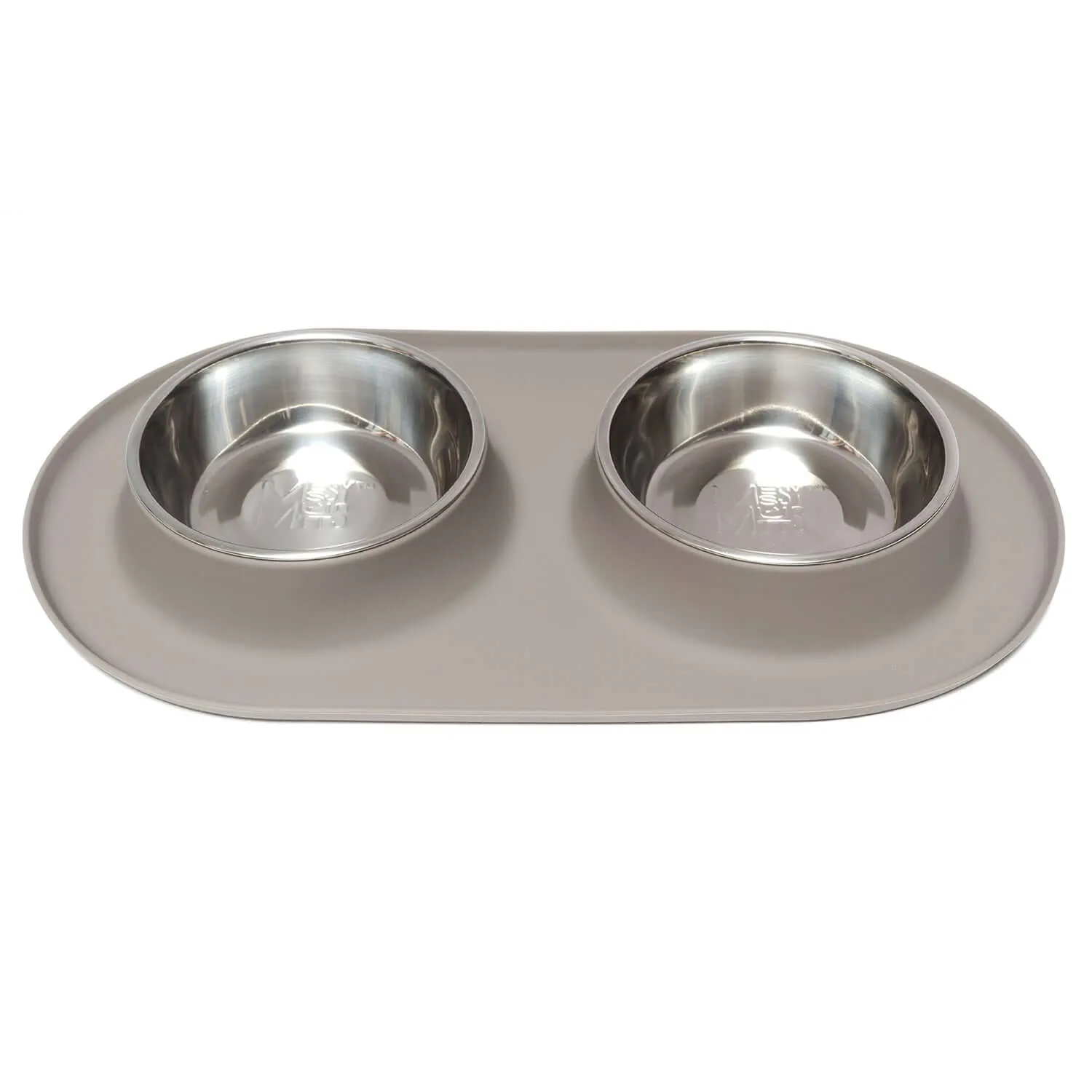 Double Silicone Dog Feeder with Stainless Bowls, Large, 3 Cups Per Bowl