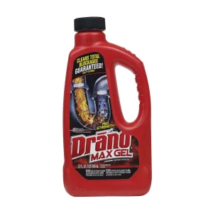 Drano Max Gel 00117 Clog Remover, Liquid, Natural, Bleach, 32 oz Bottle