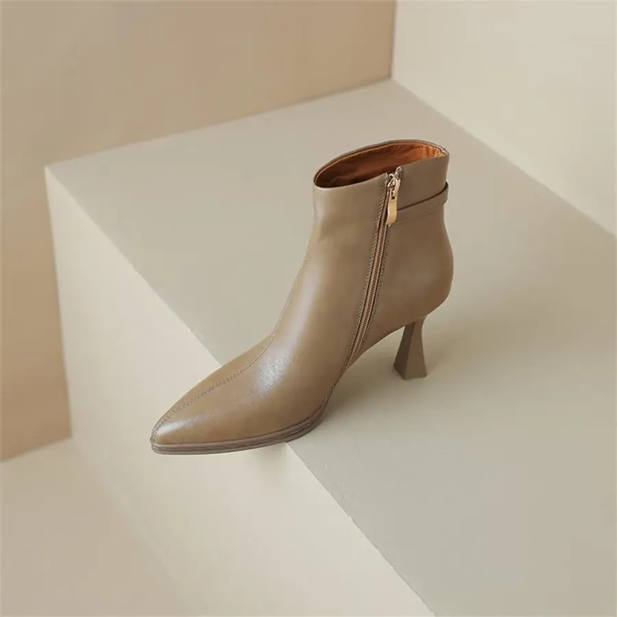 Elegant Cow Leather Pointed Stiletto Boots