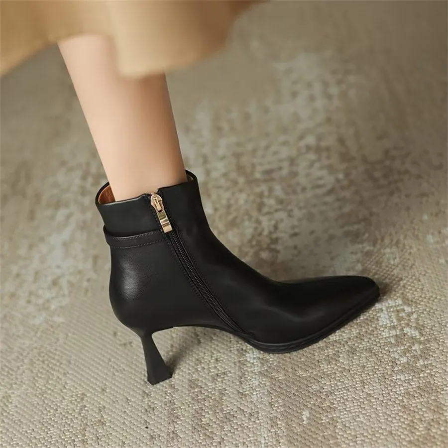 Elegant Cow Leather Pointed Stiletto Boots