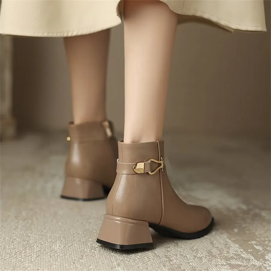 Elegant Cow Leather Pointed Toe Tall Ankle Boots