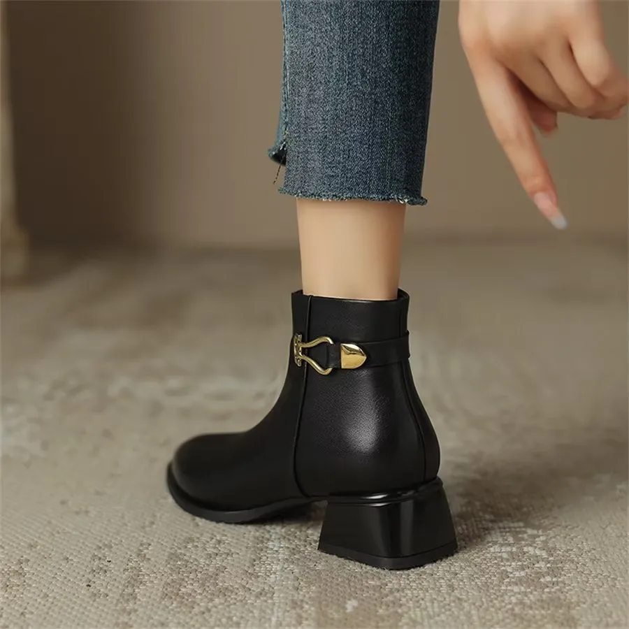 Elegant Cow Leather Pointed Toe Tall Ankle Boots