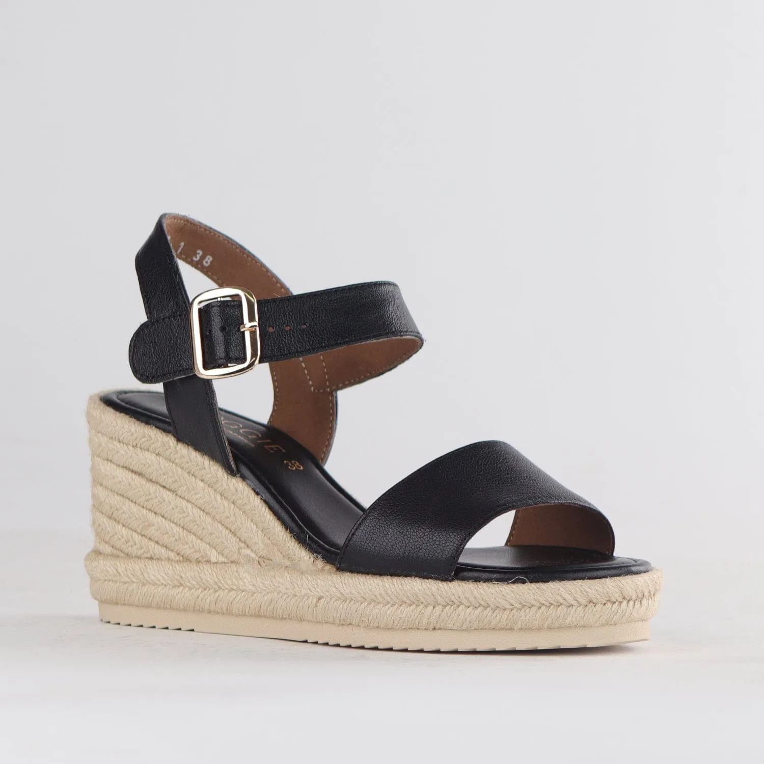 Espadrille Wedge Sandal in Black - 12683