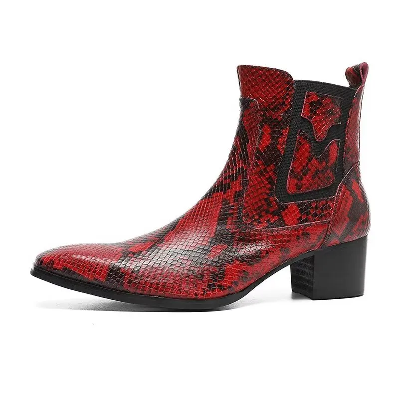 Exotic Serpent Leather Zipper Dress Boots