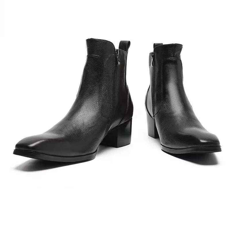 Exotic Serpent Leather Zipper Dress Boots