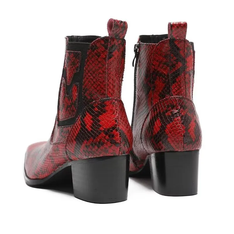 Exotic Serpent Leather Zipper Dress Boots