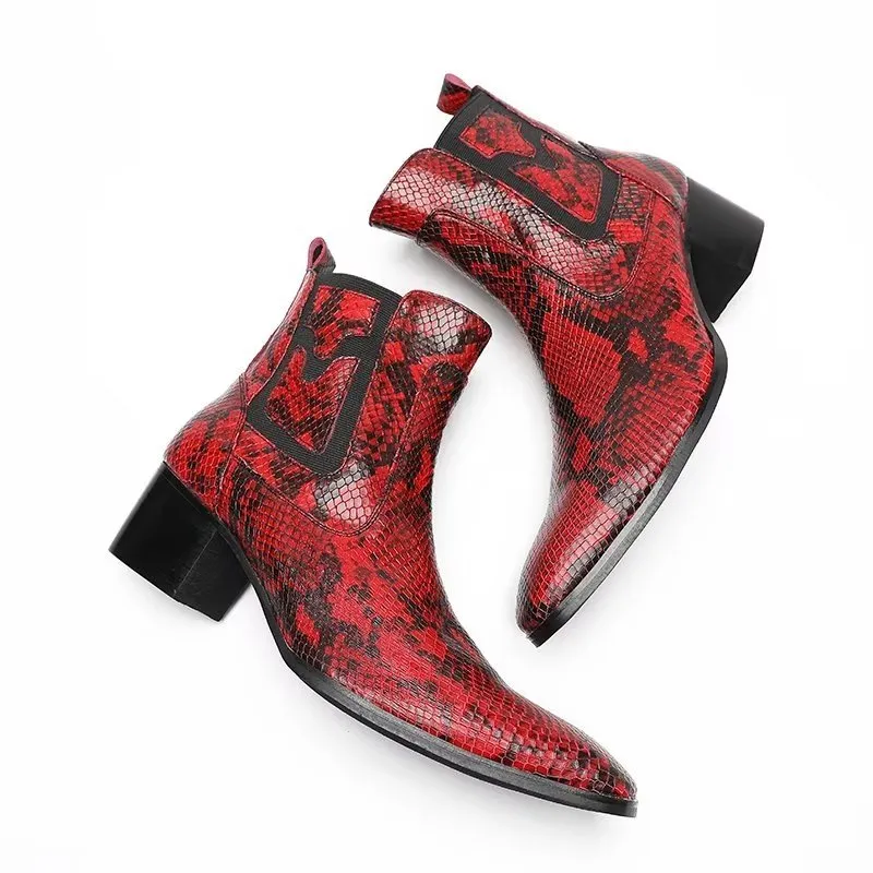 Exotic Serpent Leather Zipper Dress Boots