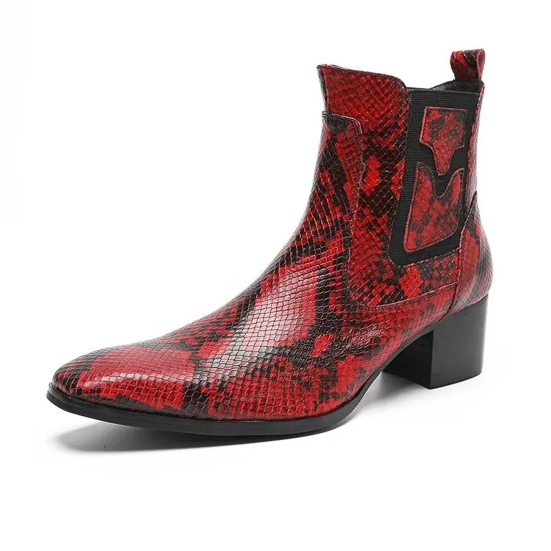 Exotic Serpent Leather Zipper Dress Boots