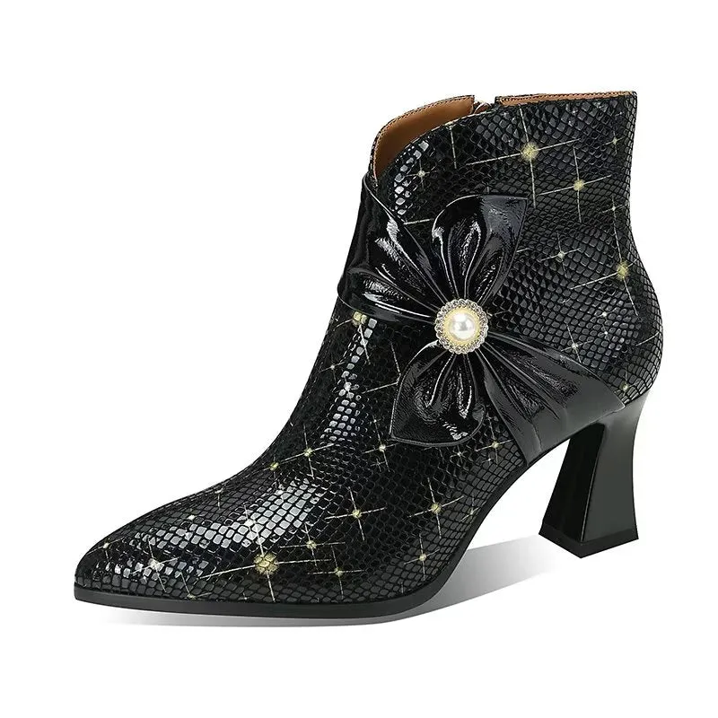 ExoticLuxe Autumn Texture Ankle Boots