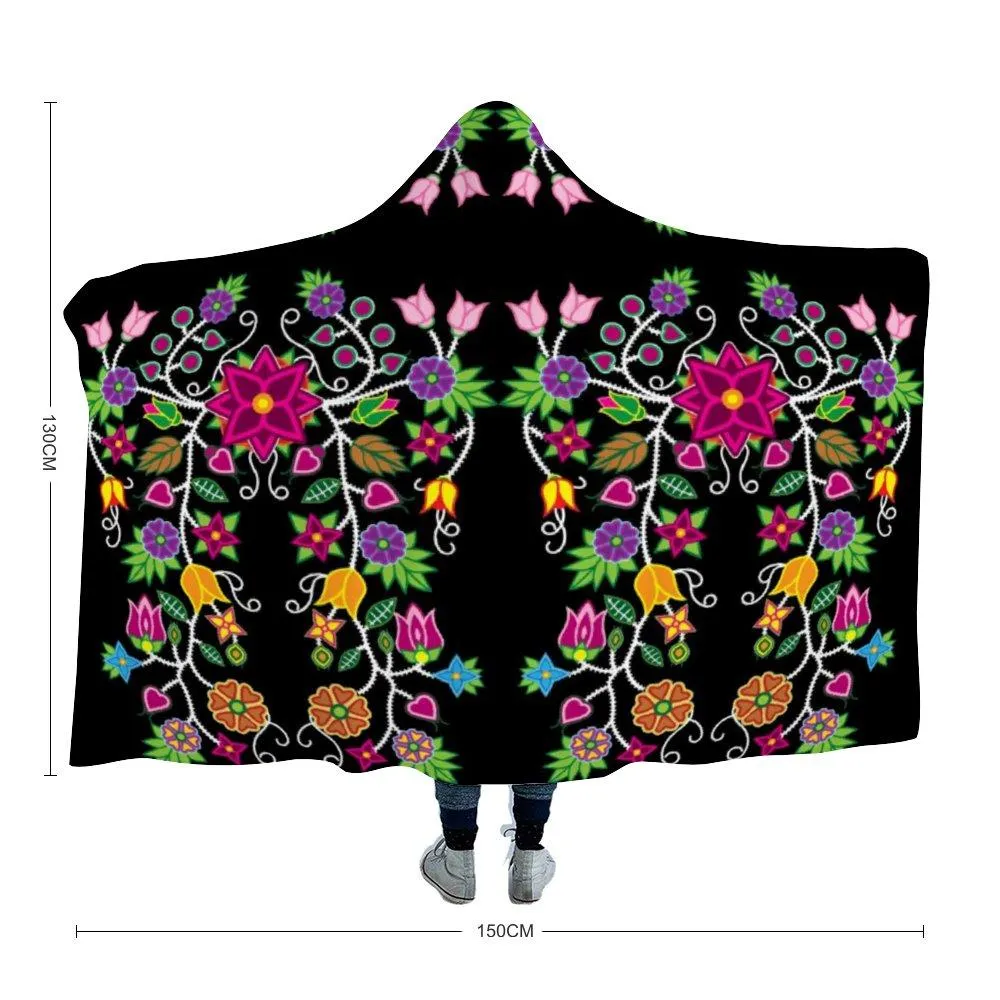 Floral Beadwork - 01 Hooded Blanket