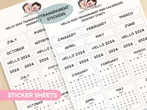 Hello 2024 Transparent Mini Calendars (Mon)