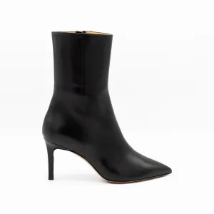 High Shaft Ankle Boots in Black Leather