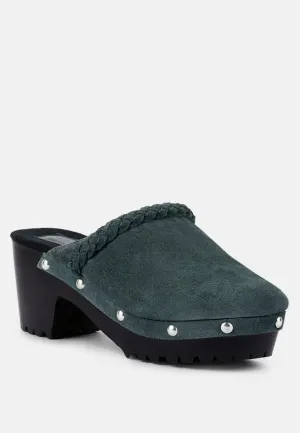 INCA Grey Fine Suede Leather Clogs