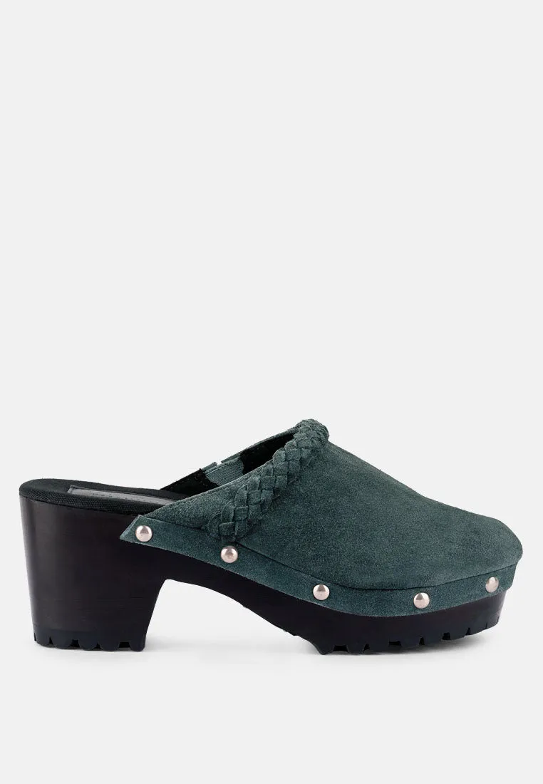 INCA Grey Fine Suede Leather Clogs