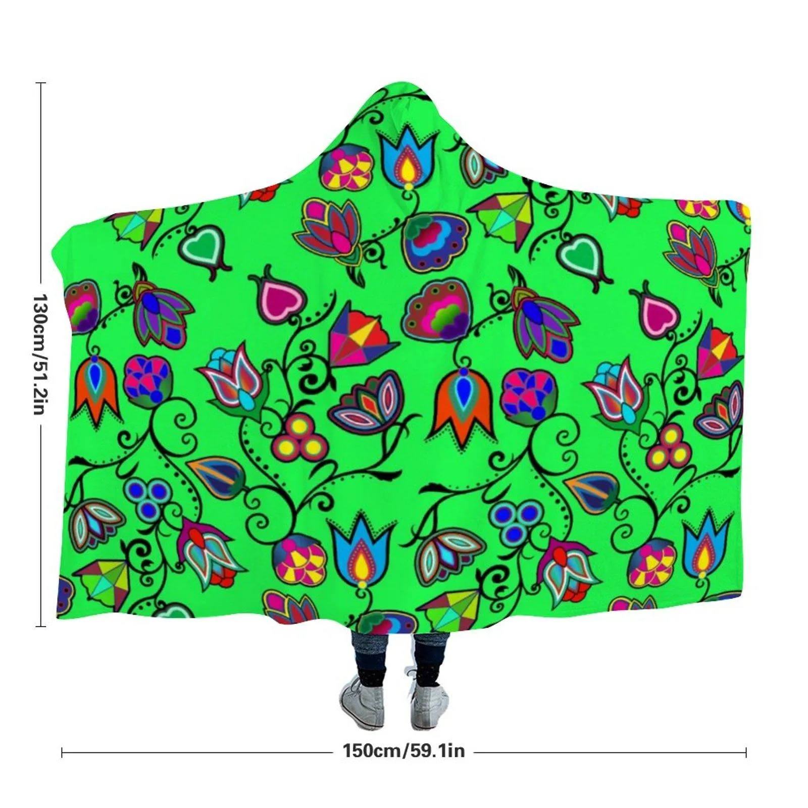 Indigenous Paisley Green Hooded Blanket