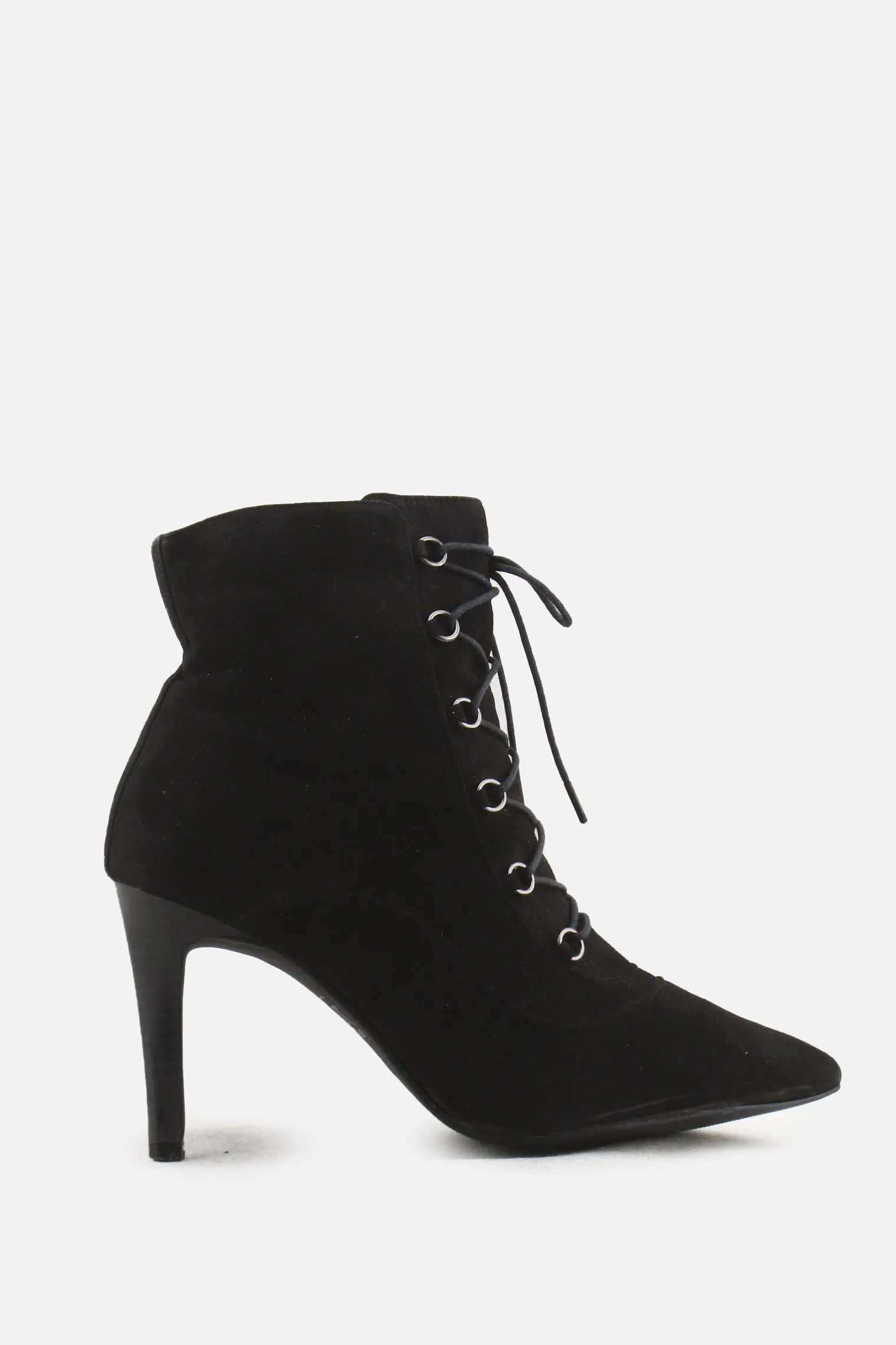 Insolia Zipper Laces Stilettos Heels Ankle  Boots | Suede